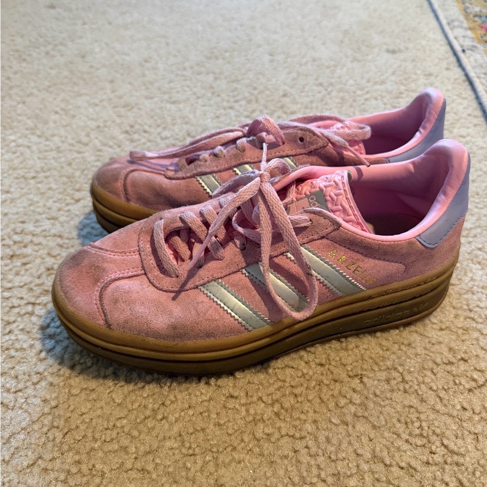 adidas Pink Suede Platform Sneakers with Gum Sole